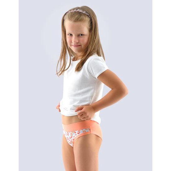 GINA dětské kalhotky klasické dívčí, úzký bok, šité, s potiskem 20021P - růžovofialová bílá