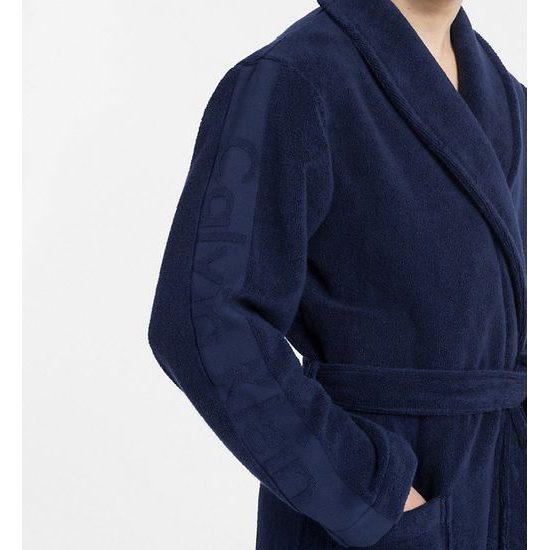 Pánský župan CALVIN KLEIN EM1159E HOODED ROBE modrý