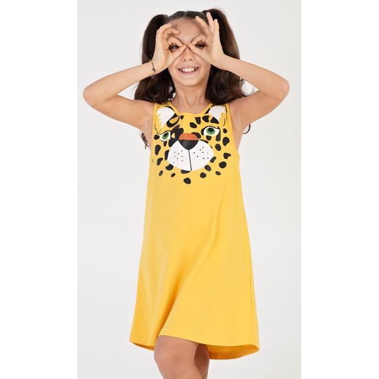 Dětská noční košile na ramínka Tygr - žlutá