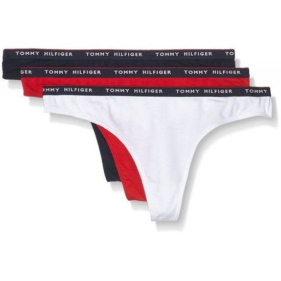 Dámské kalhotky tanga TOMMY HILFIGER Essentials 3pack navy/red/white