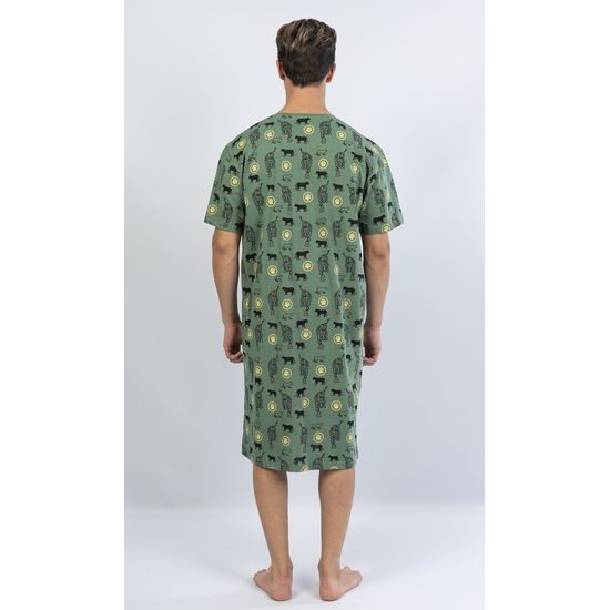 Pánská noční košile s krátkým rukávem Safari - zelená