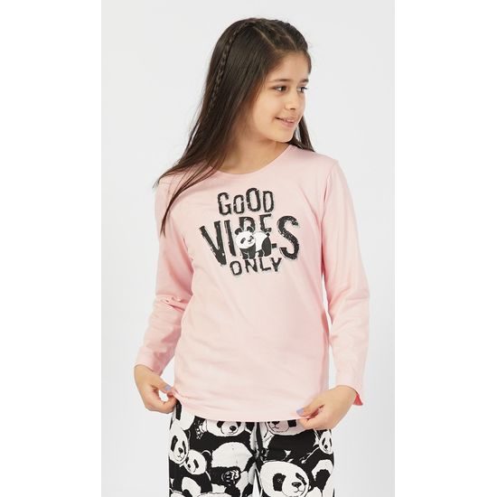 Dětské pyžamo dlouhé Good vibes only - černá