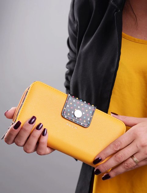 Dámská jednoduchá žlutá peněženka s puntíky Zaya - Vuch