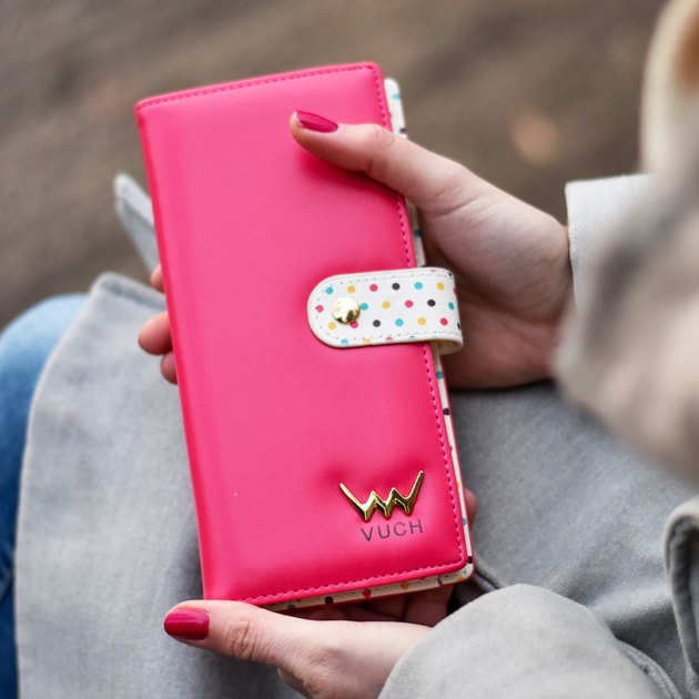 Dámská růžová peněženka s puntíky ze syntetické kůže Dots 