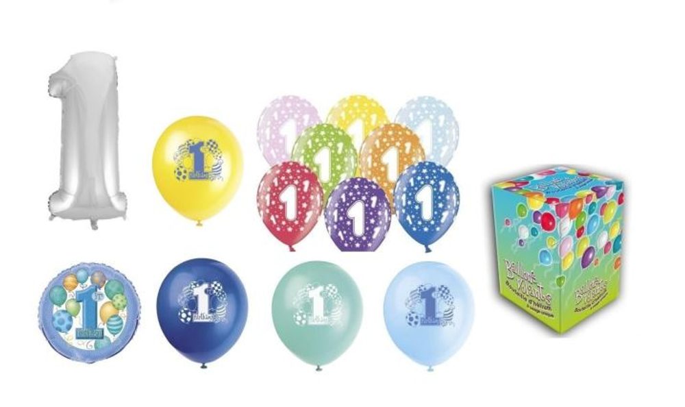 Helium na plnění balonků + balónky na oslavu 1. narozenin kluka - 420 l - BALLONPUB