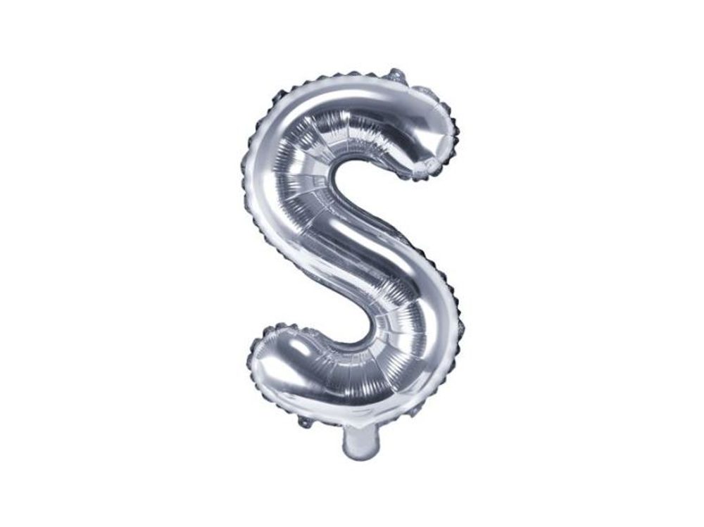 Balón foliový písmeno "S", 35 cm, stříbrný (NELZE PLNIT HELIEM) - xPartydeco