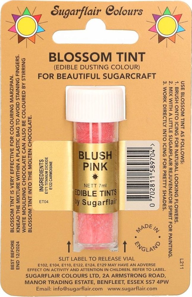 Jedlá prachová barva růžová - Blossom Tint - 7 ml - Sugarflair Colours