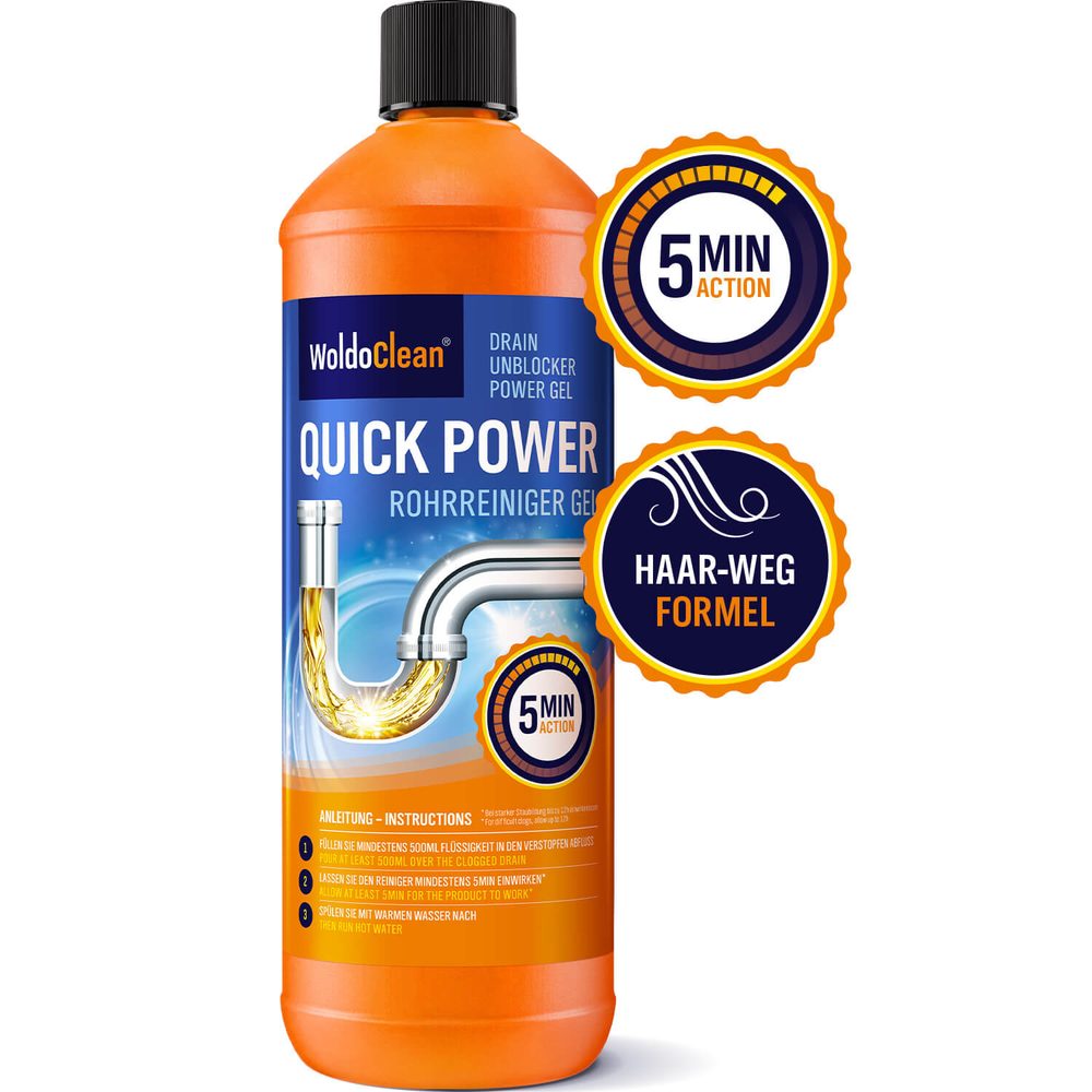 Quick Power - silný německý rozpouštěč a čistič odpadů - 1000 ml - WoldoClean®