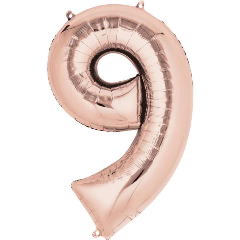 Balónek fóliový narozeniny číslo 9 růžovo-zlaté 86cm - Amscan