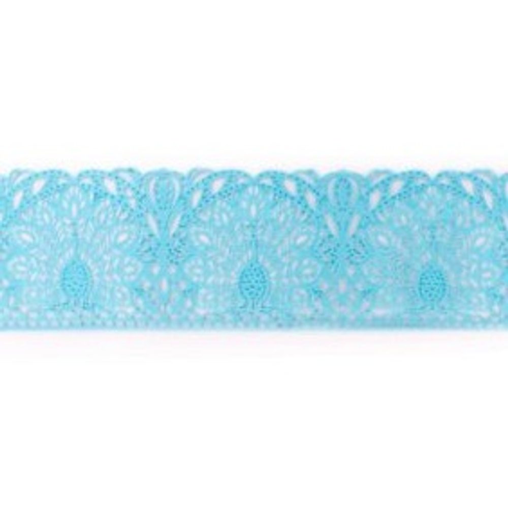 Cukrová krajka na dort – modrá - šířka 6 cm - K-Decor