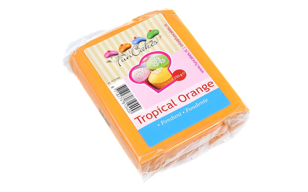 Oranžový rolovaný fondant Tropical Orange (barevný fondán) 250 g - FunCakes