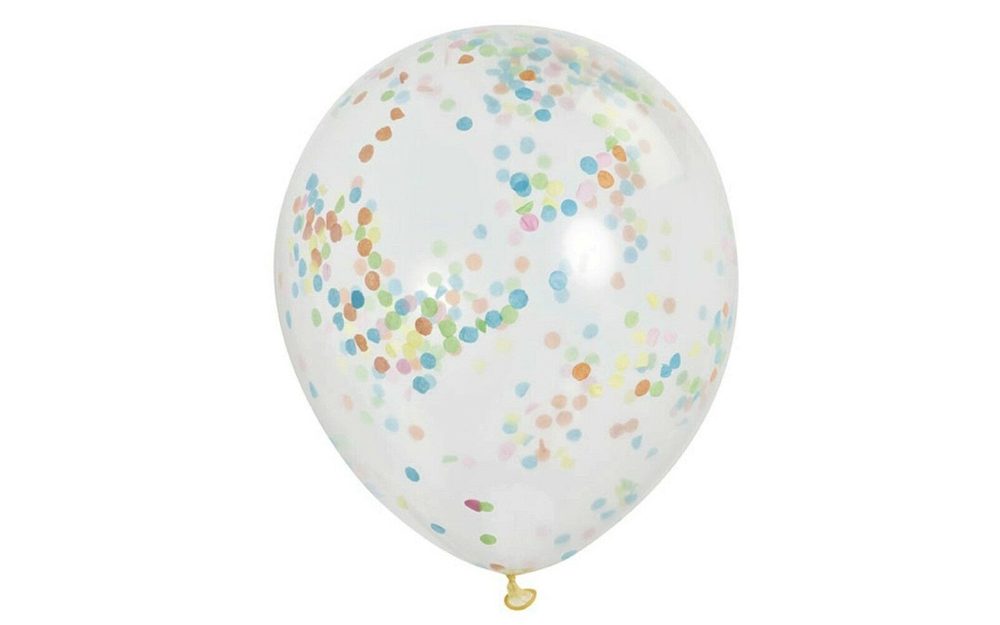 Balónky 6 ks 30 cm - průhledné s konfety barevnými - UNIQUE