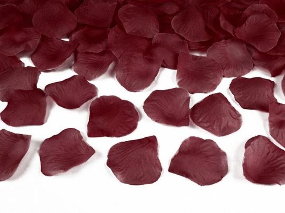 Okvětní lístky růží textilní - tmavě červené / bordó 100 ks - xPartydeco