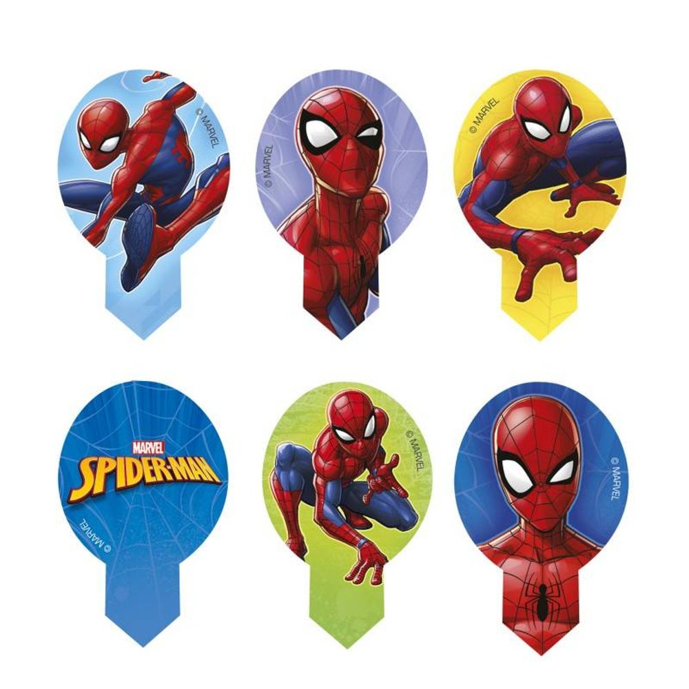 Zápich na muffiny Spiderman z jedlého papíru - 10 ks, 6,5 x 4 cm - Dekora