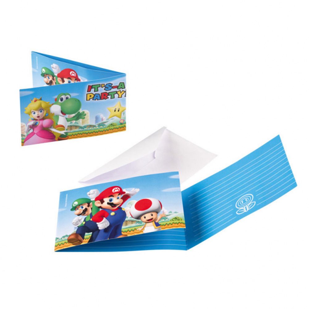 Super Mario pozvánky na party - 8 ks - Amscan