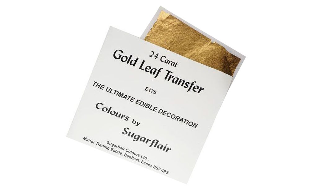 Jedlé zlato 24 karátů - fólie transfer 8x8 cm 1 ks - Sugarflair Colours
