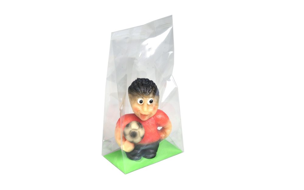 Fotbalista A - červený - marcipánová figurka na dort - Frischmann