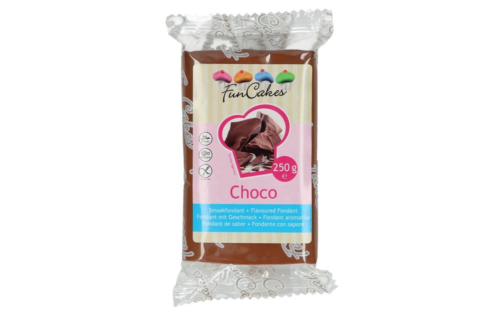 Hnědý rolovaný fondant s čokoládovou příchutí (barevný fondán) Choco 250 g - FunCakes