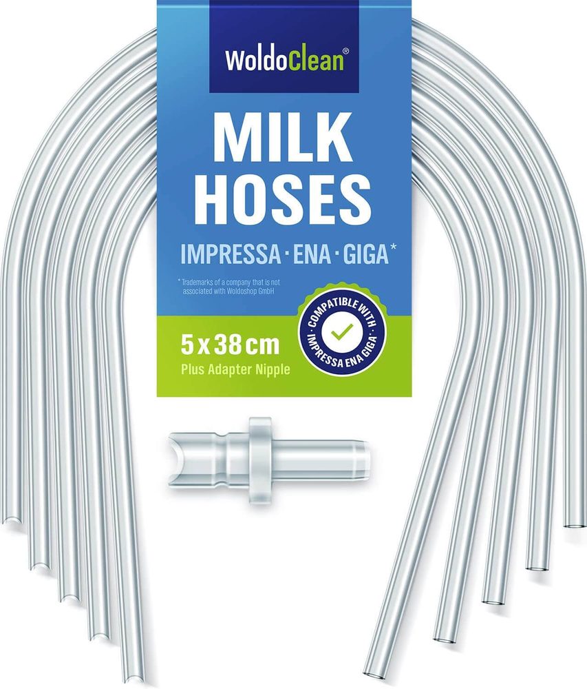 Hadičky na mléko 5 ks s koncovkou - kompatibilní s Jura Impressa, Ena, Giga - WoldoClean®