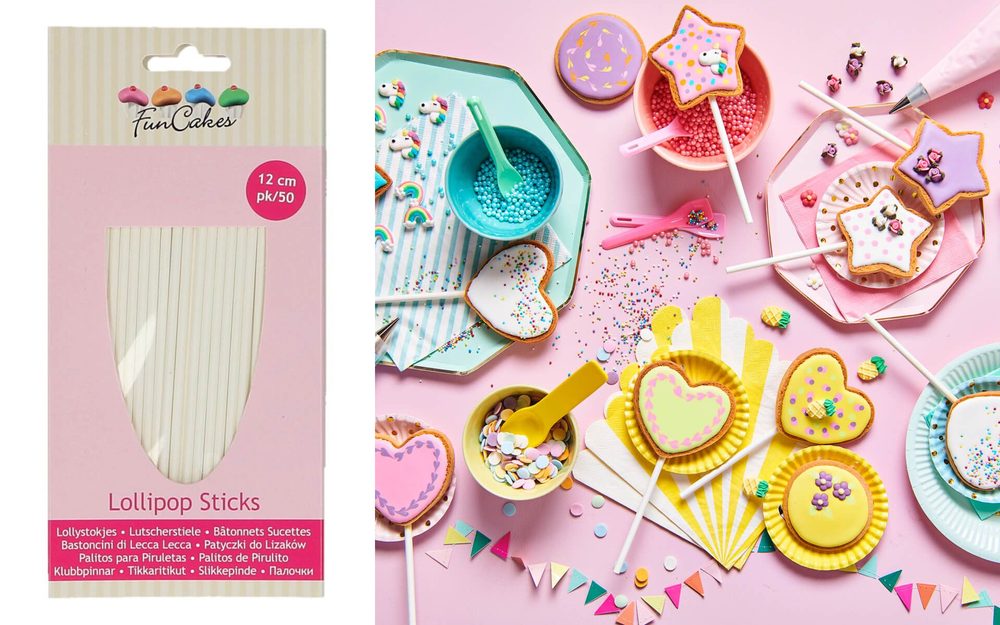 Tyčky (špejle) na cake pops a lízátka 50 ks - Lollipop Sticks - 12 cm - FunCakes