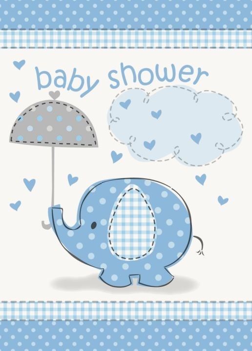 Pozvánky umbrellaphants "Baby shower" - Kluk / Boy 8 ks - UNIQUE