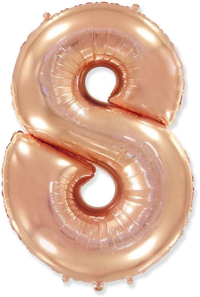 Balón foliový číslice růžovozlatá - Rose Gold 115 cm - 8 - Flexmetal