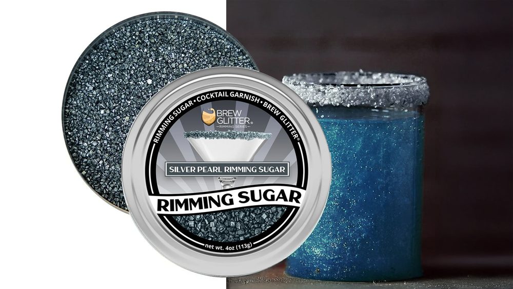 Stříbrný cukr na okraje koktejlů - Silver Pearl Cocktail Rimming Sugar - 113 g - Brew Glitter