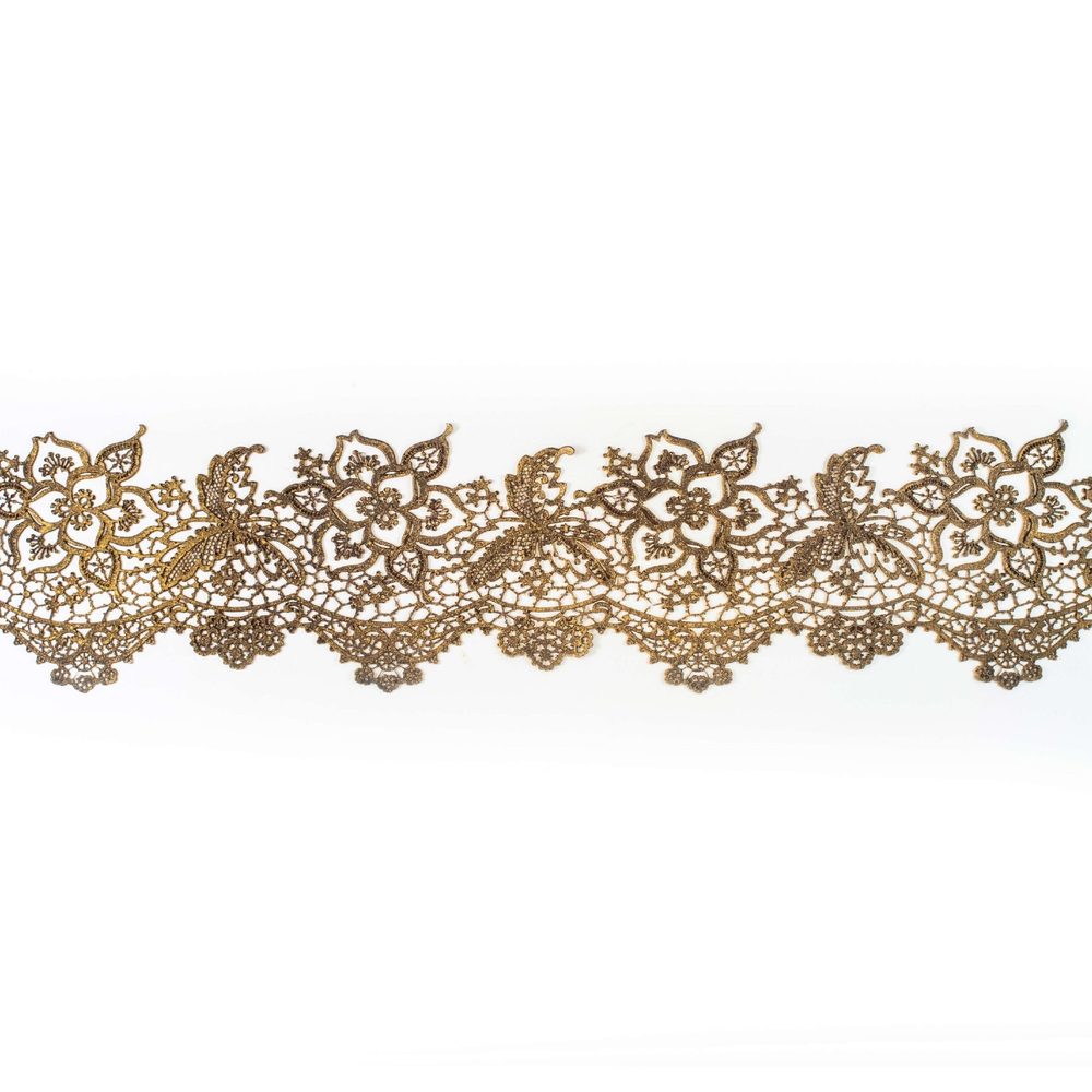 Cukrová krajka – zlatá - šířka 6 cm - K-Decor