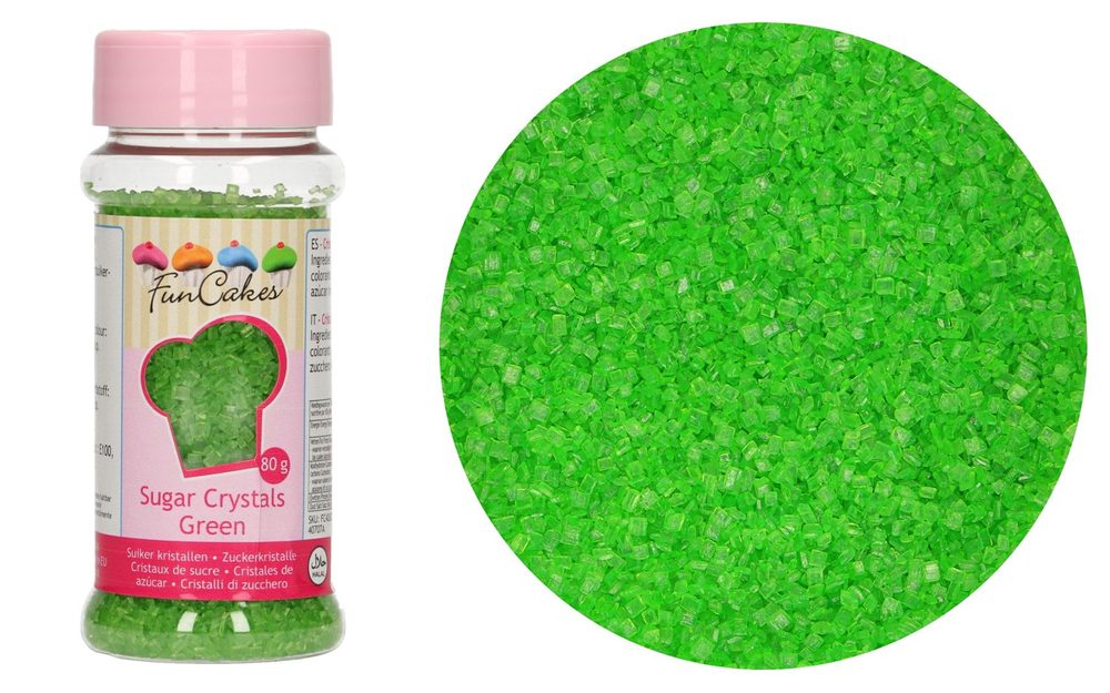 Barevný dekorační cukr zelený 80 g - FunCakes