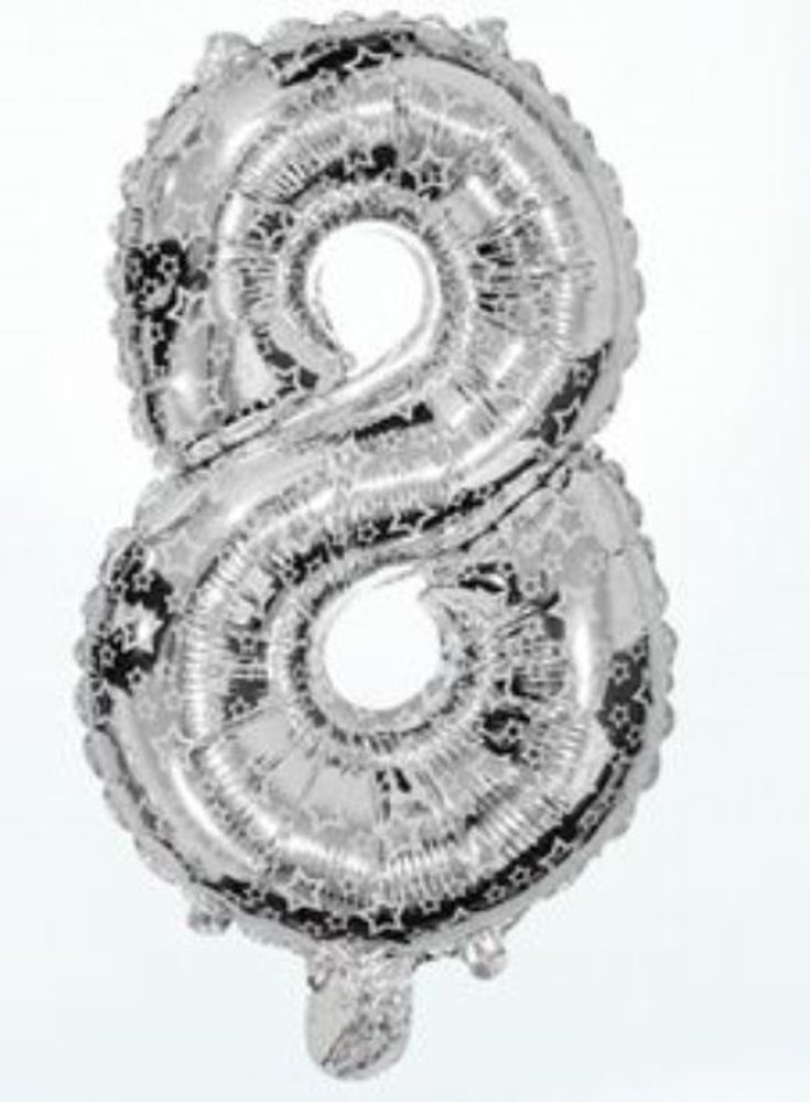 Balón foliový číslice stříbrná 35 cm - 8 (NELZE PLNIT HELIEM) - BALONČ