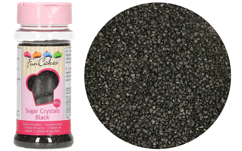 Barevný dekorační cukr černý 80 g - FunCakes