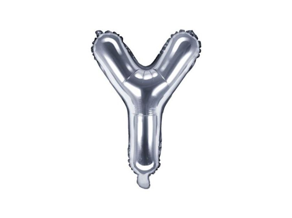 Balón foliový písmeno "Y", 35 cm, stříbrný (NELZE PLNIT HELIEM) - xPartydeco