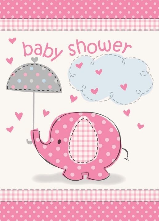 Pozvánky umbrellaphants "Baby shower" - Holka / Girl 8 ks - UNIQUE