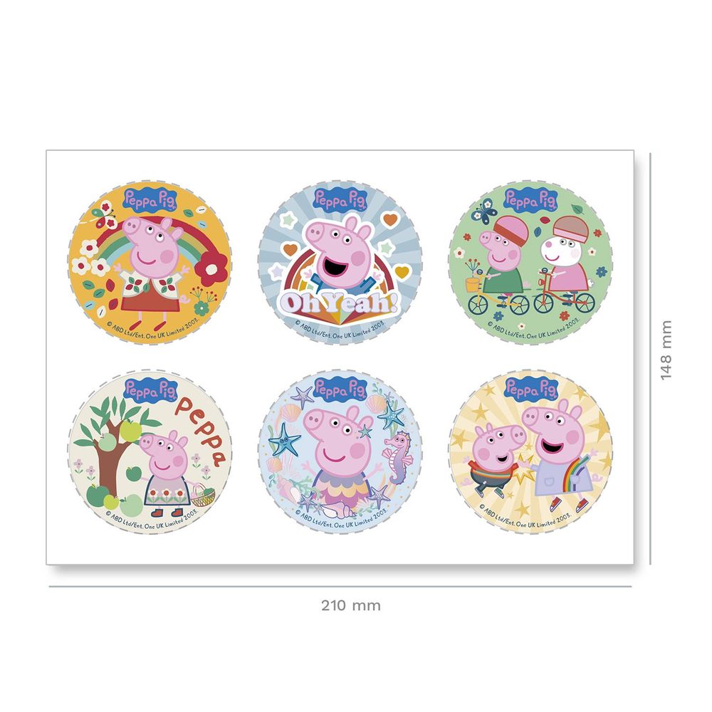 6ks dekorací na cupcake Prasátko Pepa 5,8cm - Dekora