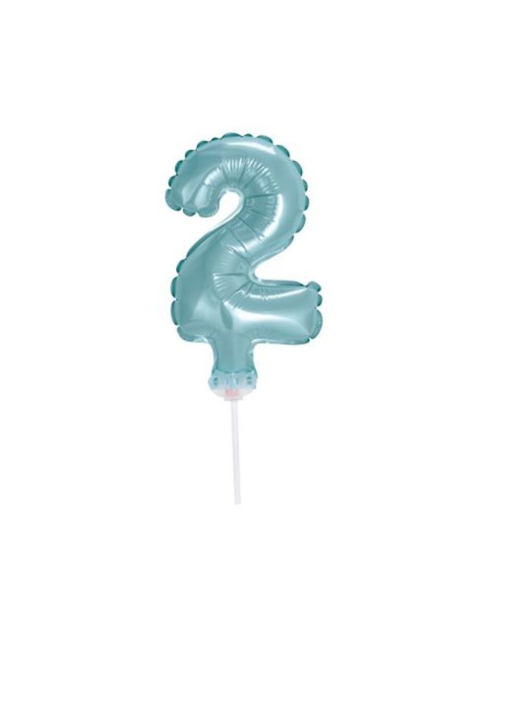 Balón foliový číslice tyrkysová (Tiffany) 12,5 cm - 2 s držákem - BALONČ