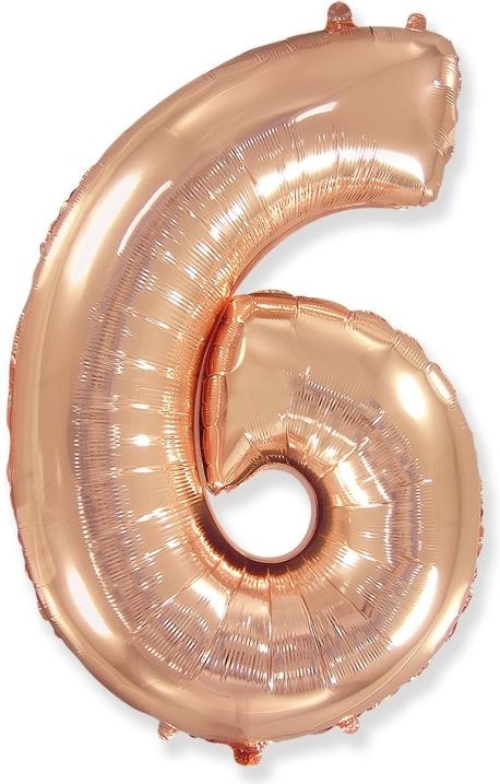 Balón foliový číslice růžovozlatá - Rose Gold 115 cm - 6 - Flexmetal