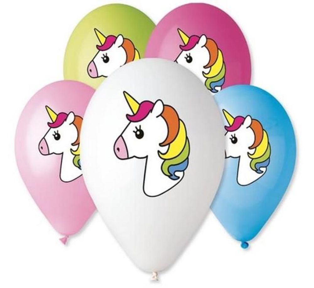 Balónky 30 cm pastelové mix - Jednorožec - Unicorn 5 ks - GoDan