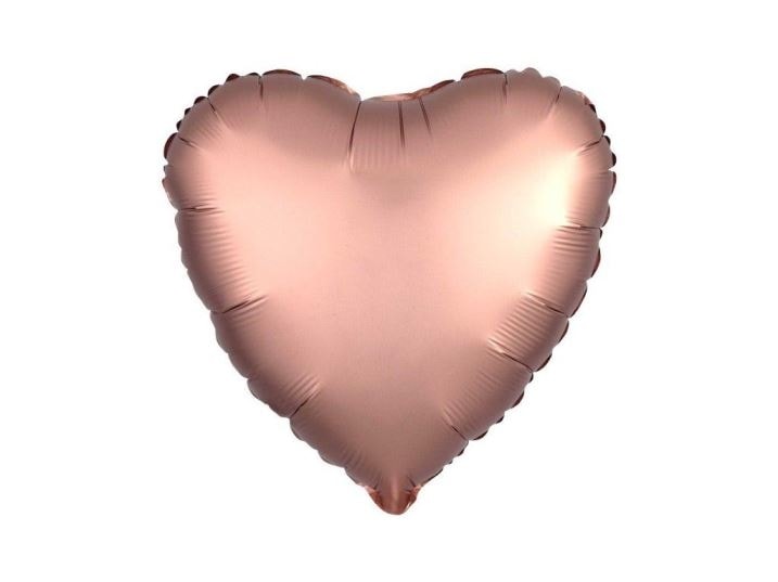 Balón foliový 45 cm Srdce růžovo zlaté - Rose gold - Flexmetal