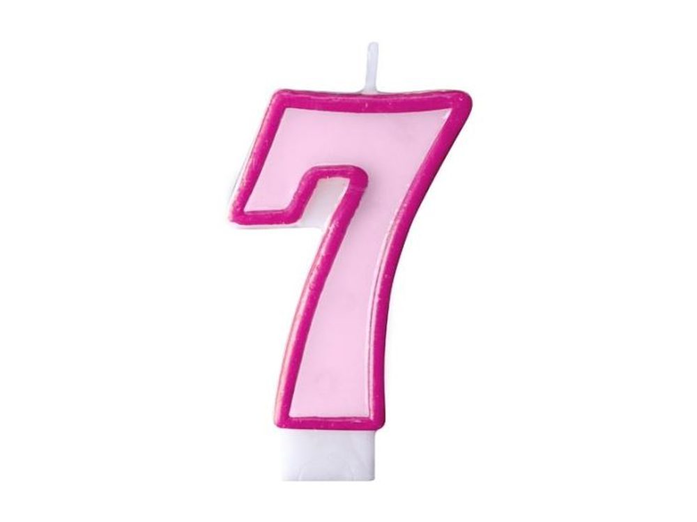Narozeninová svíčka 7, růžová, 7 cm - PartyDeco