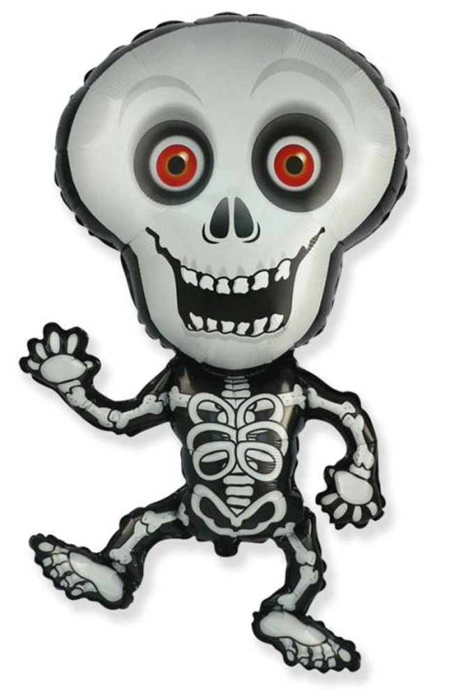 Balón foliový Skeleton - Kostra 82 cm - Halloween - černo-šedý - Flexmetal