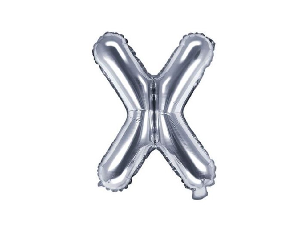 Balón foliový písmeno "X", 35 cm, stříbrný (NELZE PLNIT HELIEM) - xPartydeco
