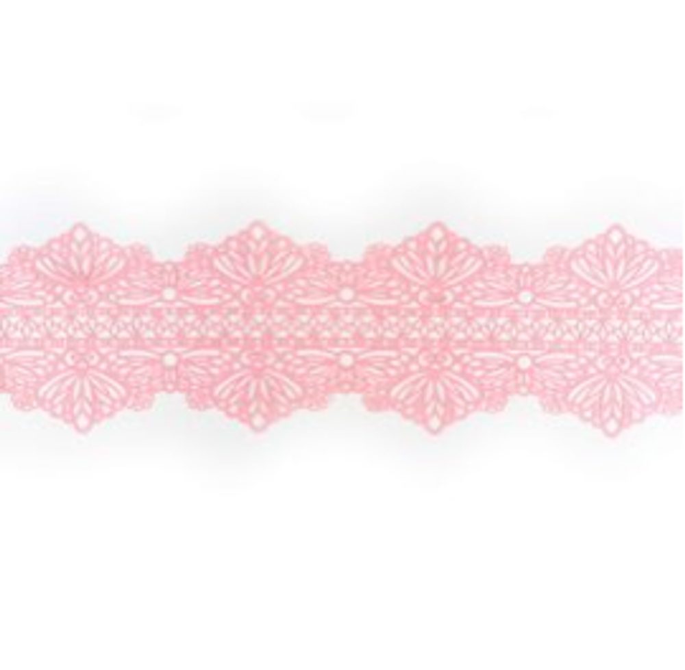 Cukrová krajka růžová - šířka 6 cm - K-Decor