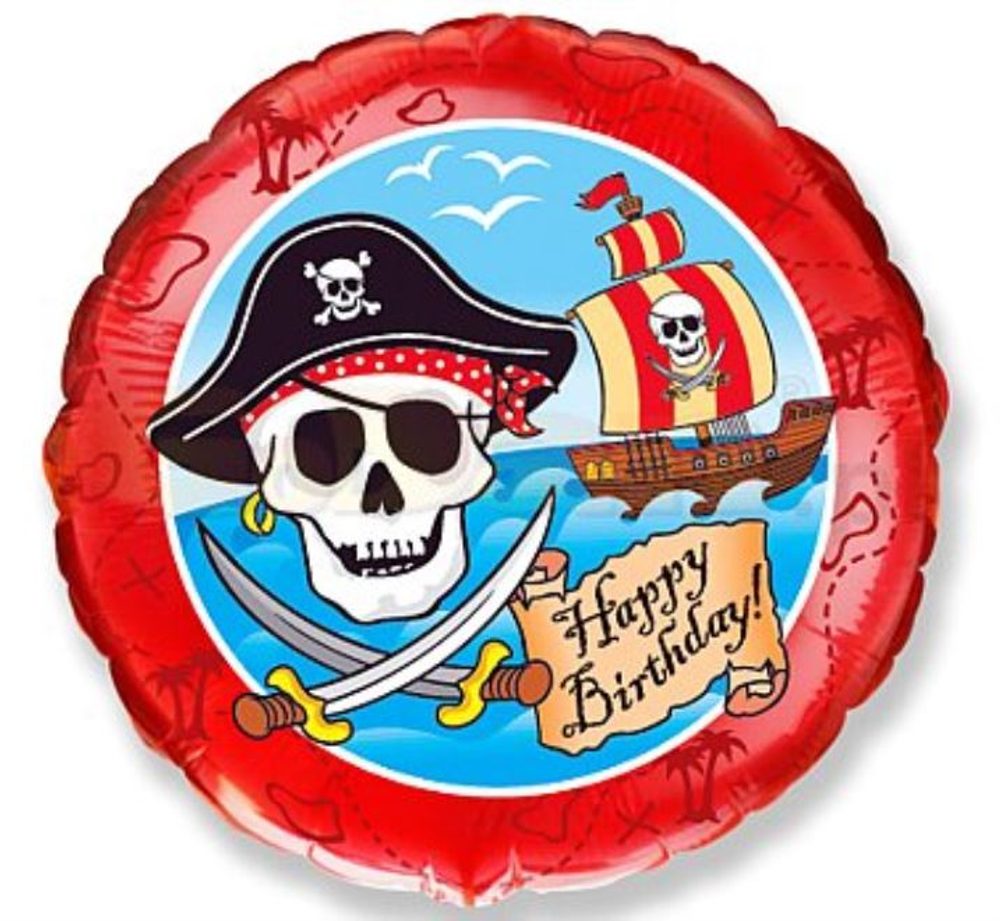 Balón foliový 45 cm Pirátské Happy Birthday - Flexmetal