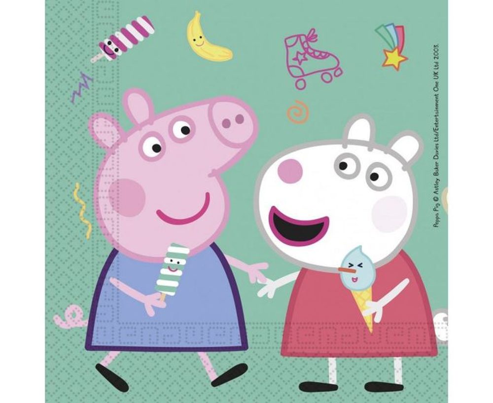 Papírové ubrousky prasátko Pepa - Peppa Pig - 33x33 cm, 20 ks - GoDan