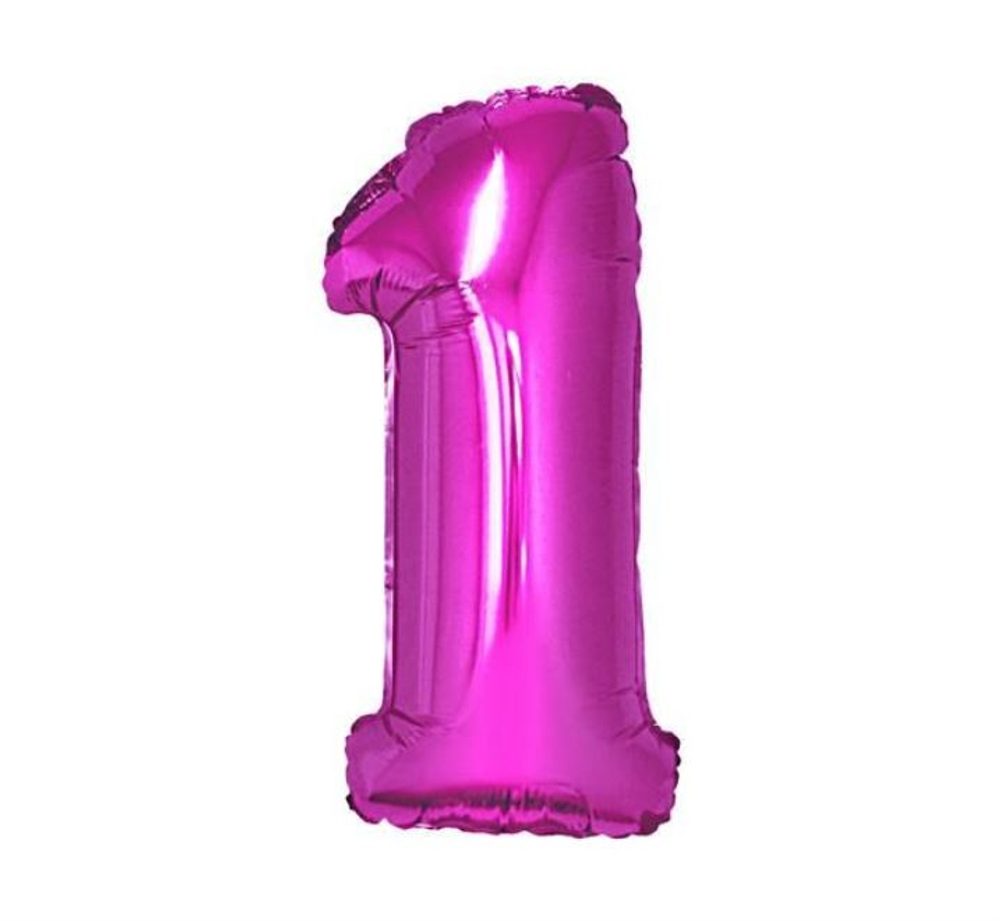 Balón foliový číslice růžová 35 cm - 1 (NELZE PLNIT HELIEM) - GoDan