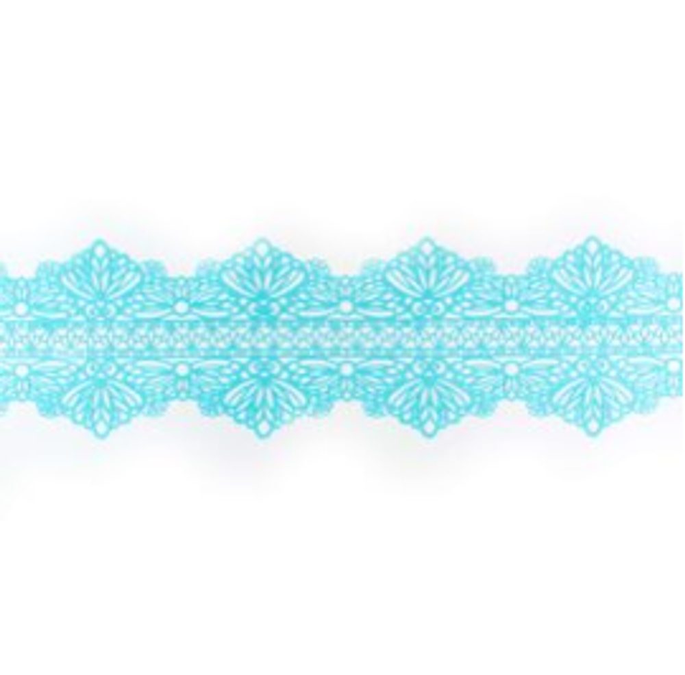 Cukrová krajka – modrá - šířka 6 cm - K-Decor