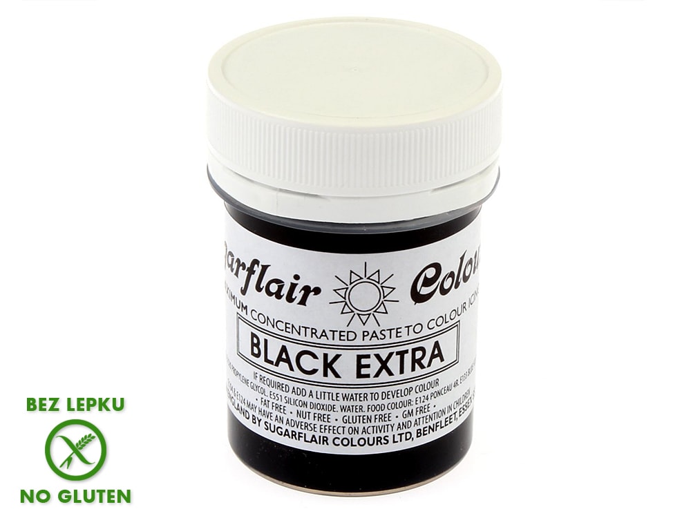 Černá gelová pastová barva extra koncentrovaná Black - Sugarflair Colours