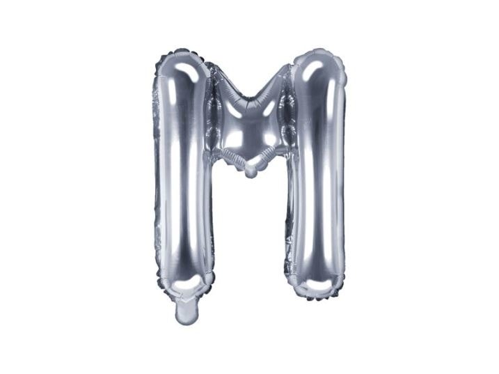 Balón foliový písmeno "M", 35 cm, stříbrný (NELZE PLNIT HELIEM) - PartyDeco
