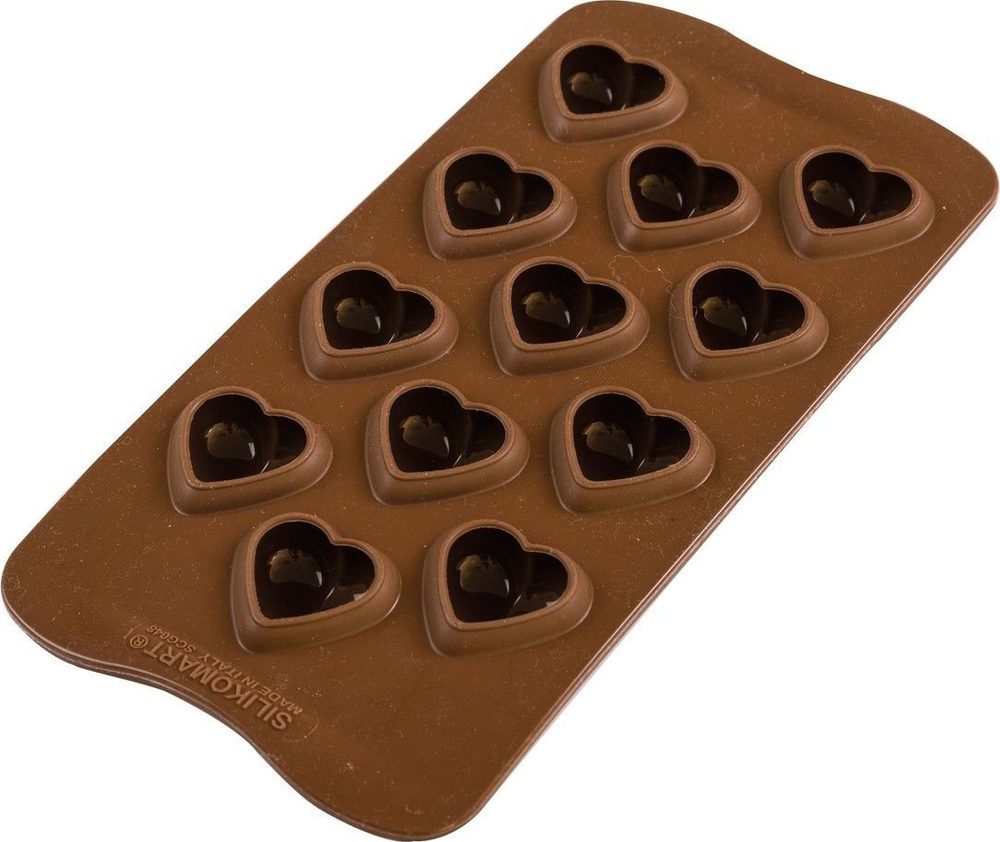 Forma na čokoládu - 3D srdce - Silikomart