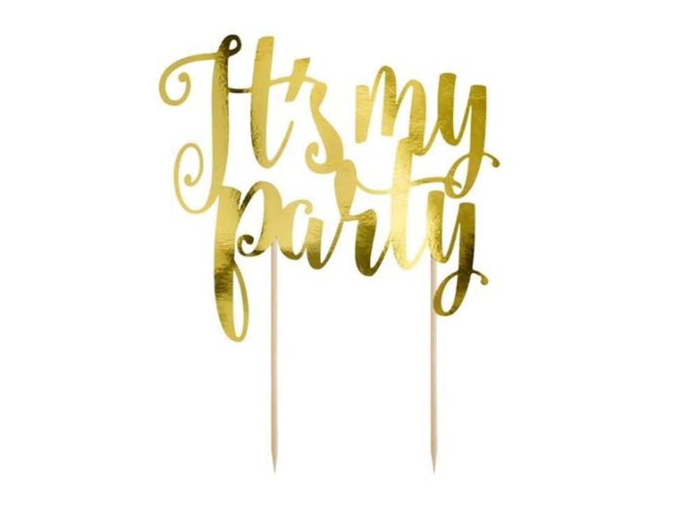 Zápich na dort It´s my party, zlatá, 20,5 cm - PartyDeco